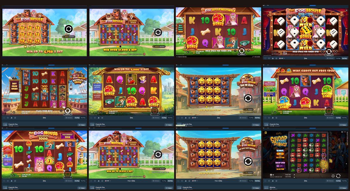 The Dog House games and other dog slots that can be played in demo mode