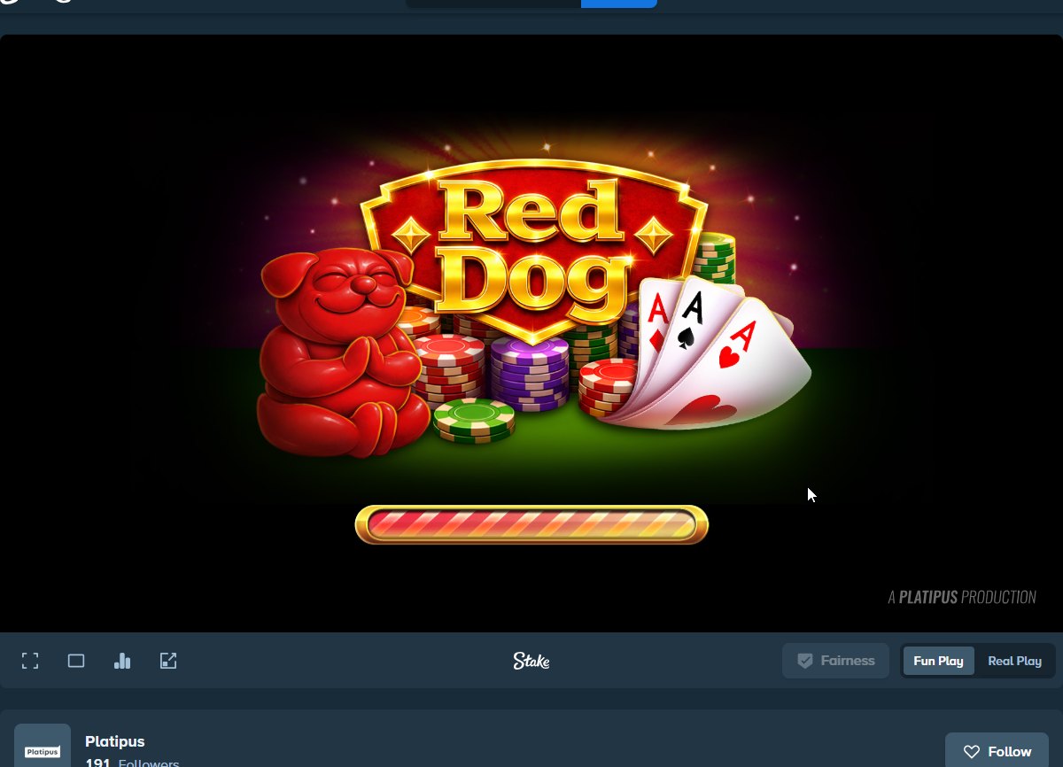Red Dog card game title screen
