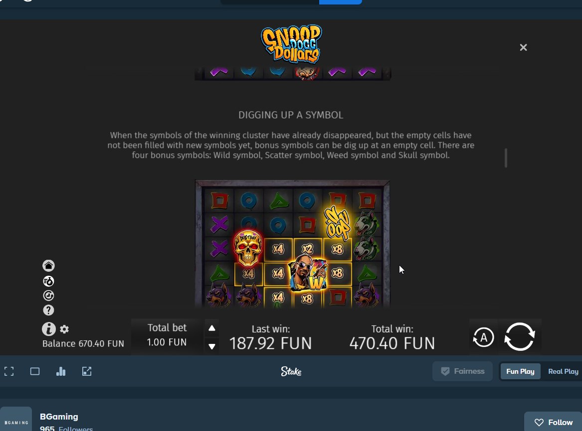 Snoop Dogg Dollars rules: digging up bonus symbols in empty cells