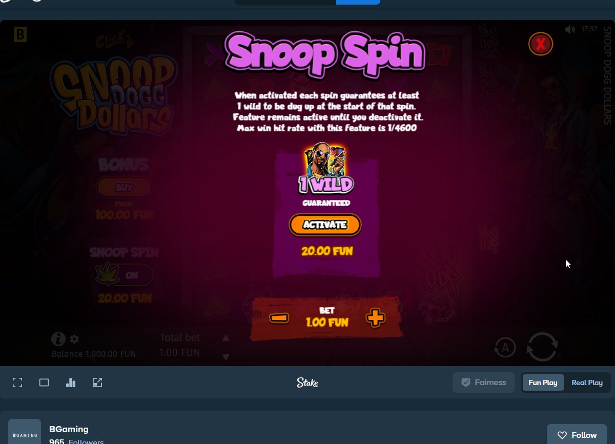 Snoop Dogg Dollars: the Snoop Spin special bet