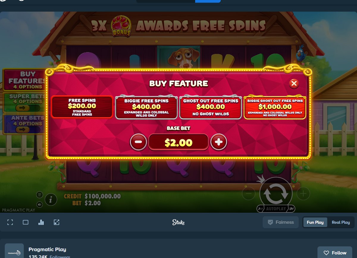 The Big Dog House: the Buy Feature menu