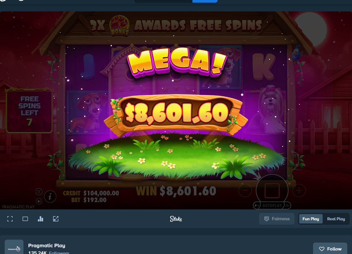 The Big Dog House: a Mega win screen