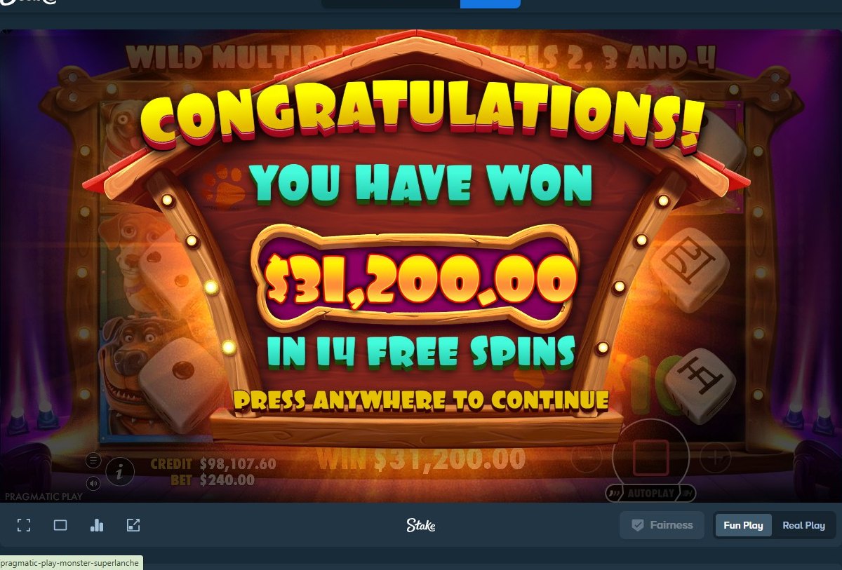 The Dog House Dice Show: the total won from a 14-free-spin round