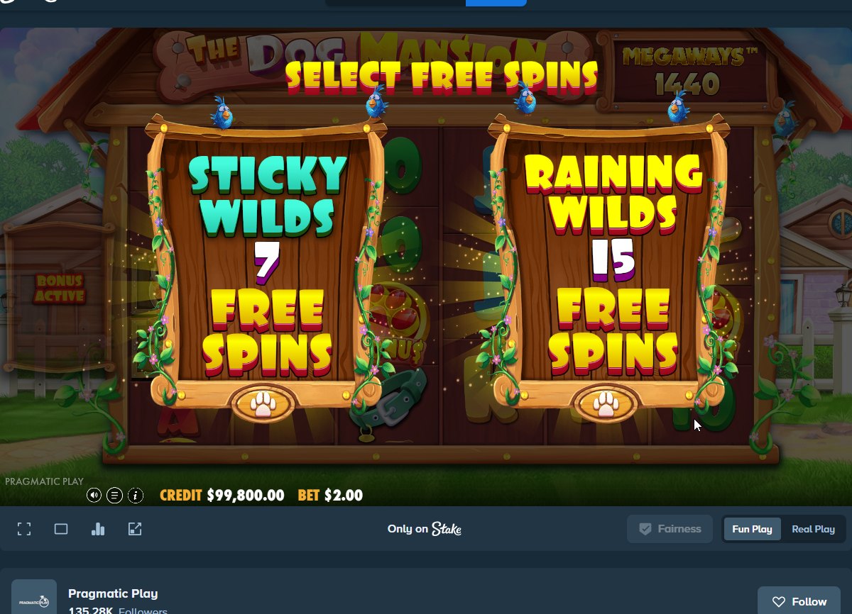 The Dog House Mansion Megaways: choosing Sticky Wilds or Raining Wilds free spins