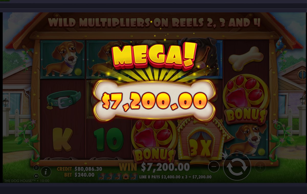 The Dog House: a Mega Win screen during the free spins