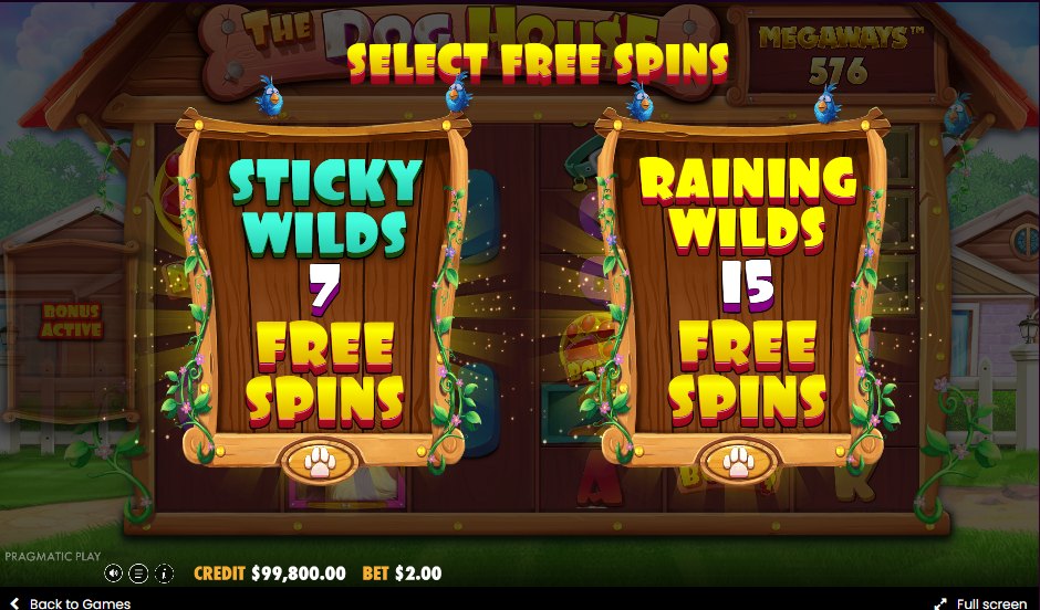 The Dog House Megaways: choosing between Sticky Wilds and Raining Wilds free spins