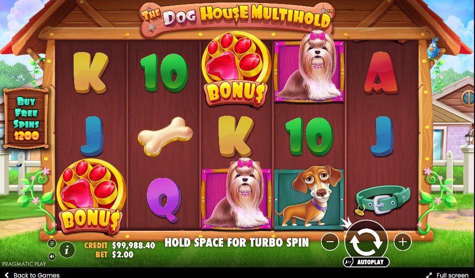 The Dog House Multihold base game before a second grid opens