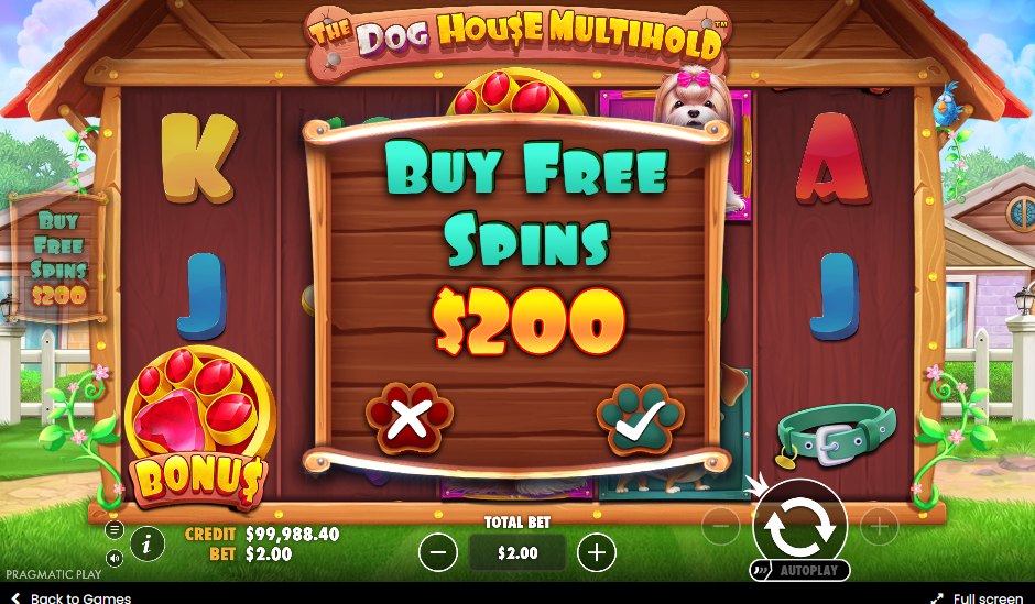 The Dog House Multihold: the Buy Free Spins panel
