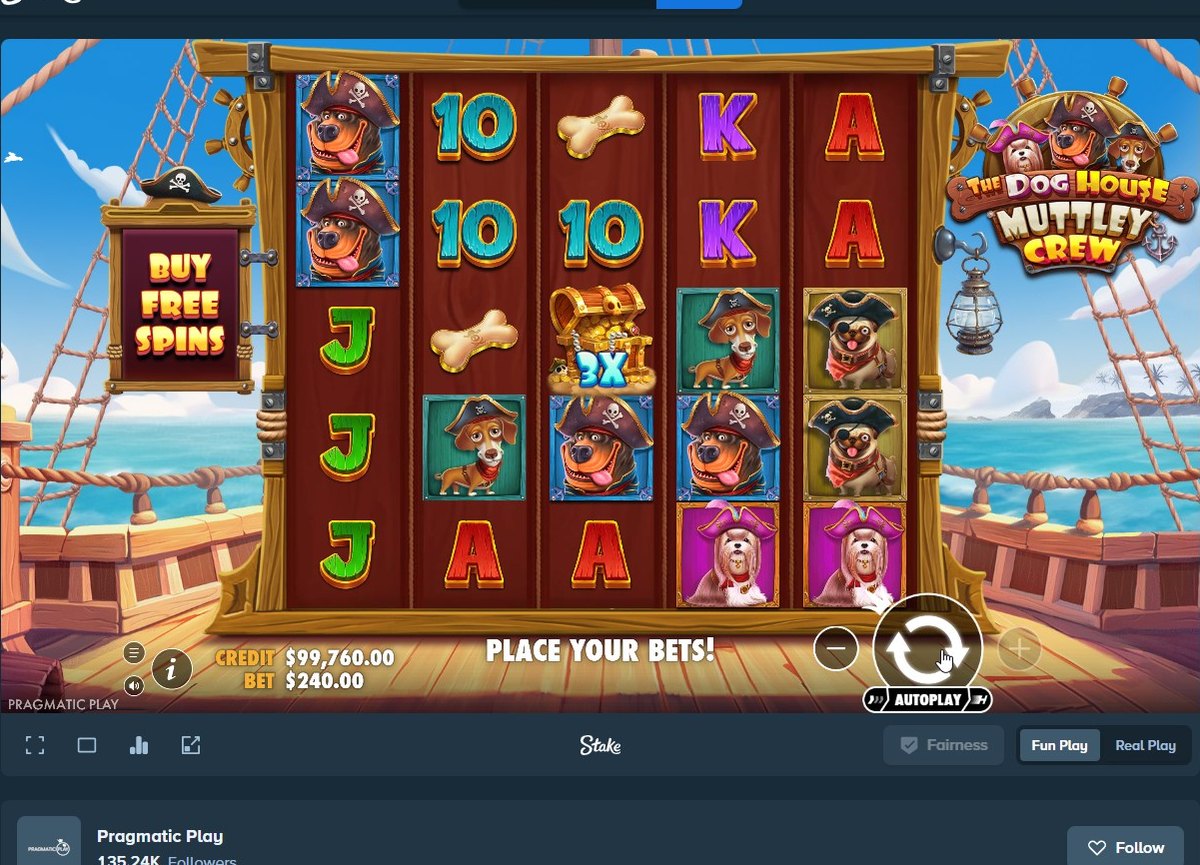 The Dog House Muttley Crew: the 5x5 cluster-pays grid on the pirate ship