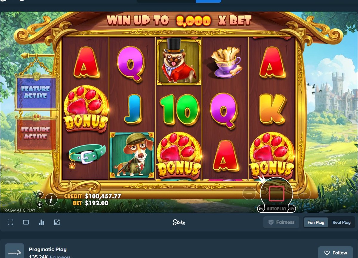 The Dog House Royal Hunt base game with bonus symbols and the 8,000x ceiling