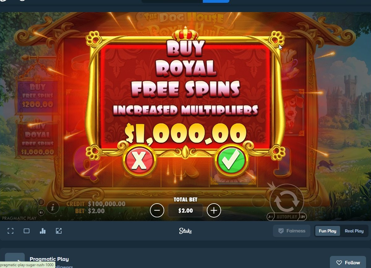 The Dog House Royal Hunt: the Buy Royal Free Spins panel with increased multipliers