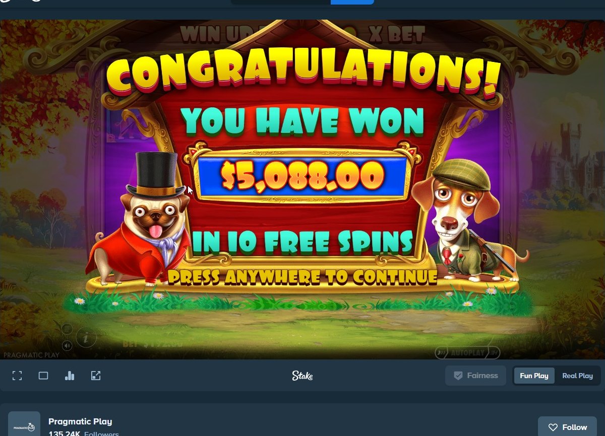 The Dog House Royal Hunt: the total won from a 10-free-spin round