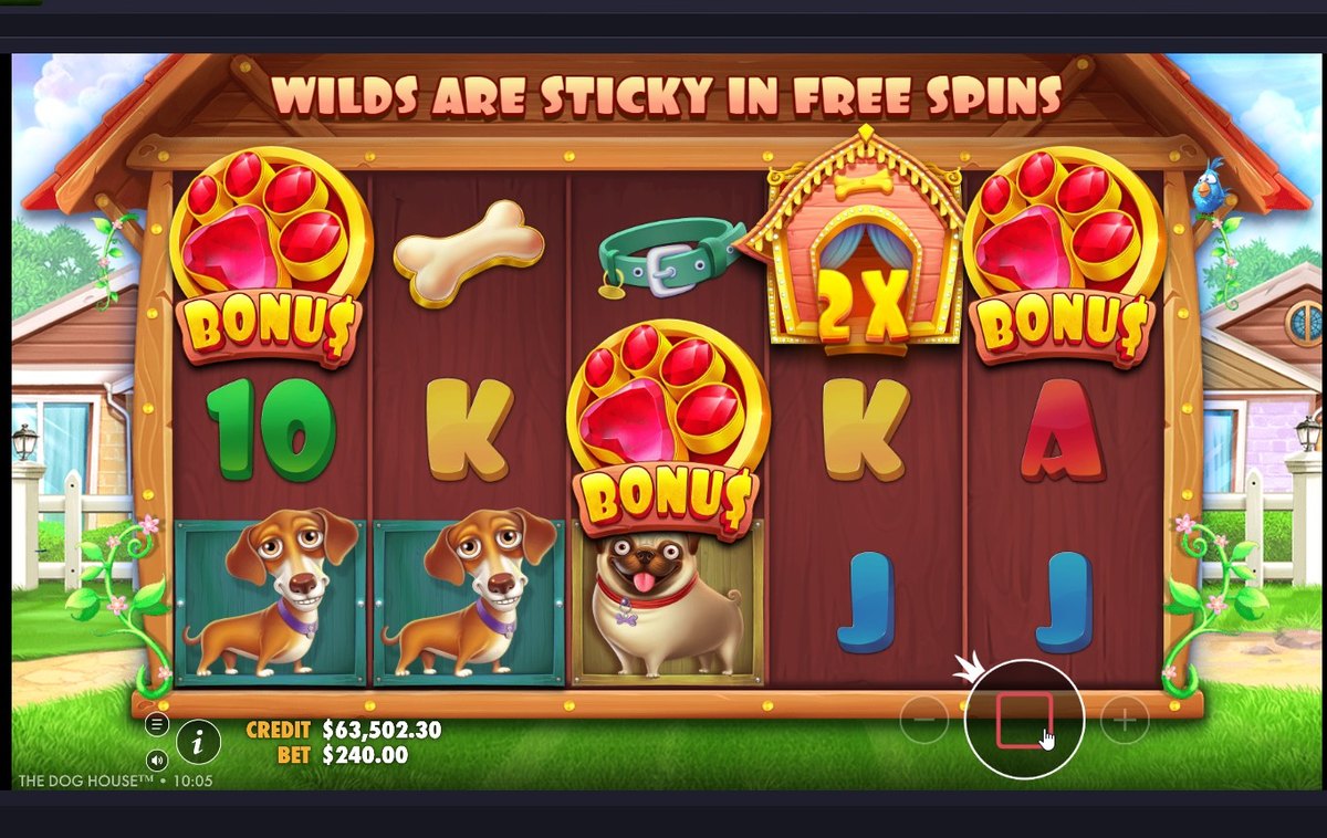 The Dog House: three paw-print bonus scatters land and trigger the free spins