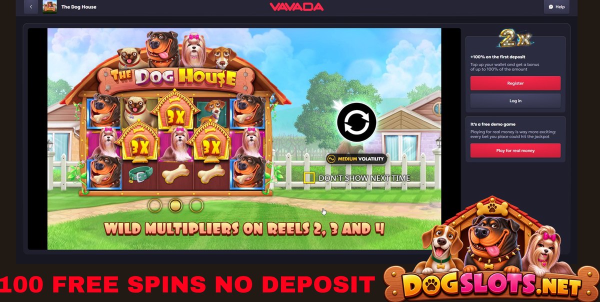 The VAVADA offer: 100 free spins on The Dog House with no deposit
